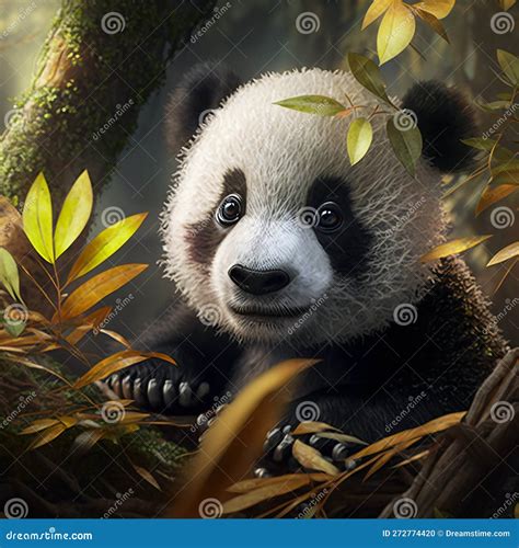 Cute Baby Panda In The Mysterious Jungle Adorable Cute Baby Panda In