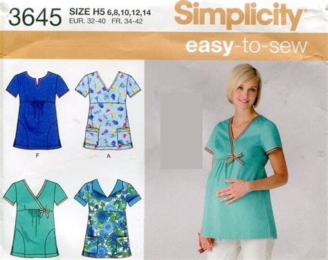 Simplicity 3645 Misses Maternity And Regular Scrubs Top Sewing Etsy