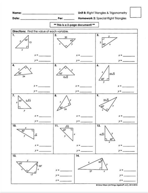 Right triangles & trigonometry homework 4 trigonometry review date: Need help with special right triangles - Brainly.com