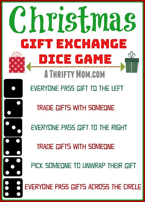 Christmas T Exchange Dice Game With Free Printable Printable Templates