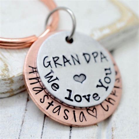 Sweet gifts for grandpas to inspire a lasting family legacy, this uniquely designed journal is organized into nine sections; Father's Day Grandpa Keychain Grandfather Gift Grandpa ...