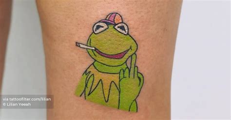 Handpoked Kermit The Frog Tattoo