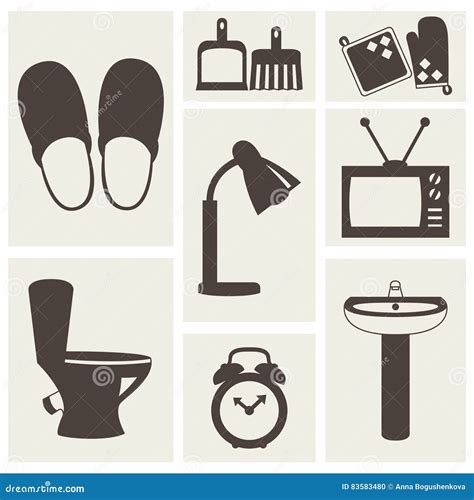 Vector Set Of Household Items Design Flat Icons Stock Vector