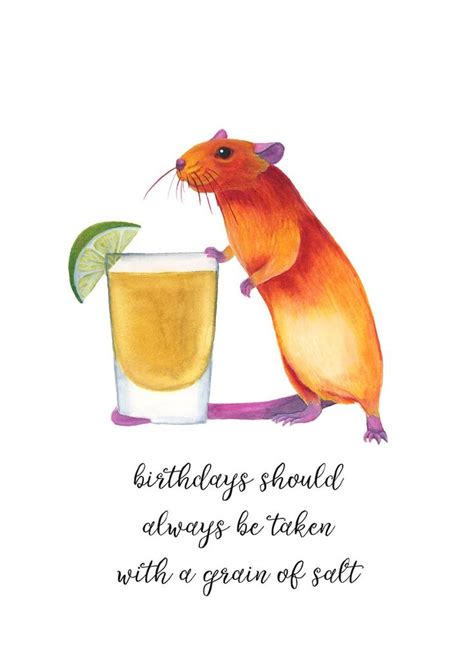 Alcohol Birthday Card Funny Birthday Card For Friend Animal Birthday