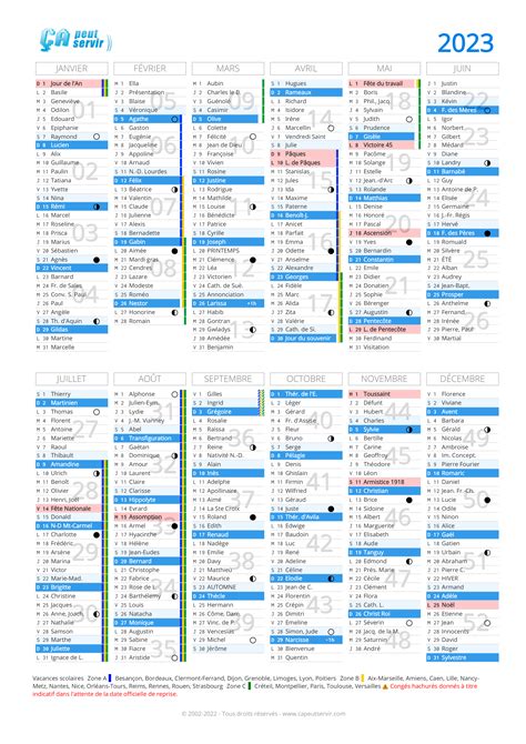 Calendrier 2023 Vacances Jours Fériés Numéros De Semaine Fêtes