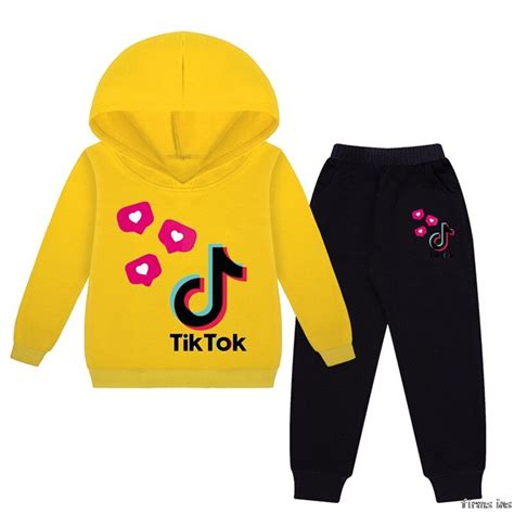 Fashion Tik Tok Hoodies Kids Sweatshirts 2pcs Set Girls Tops Boys
