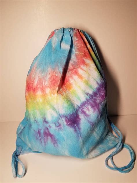 Rainbow Tie Dye Drawstring Bag Backpack Etsy Bags Drawstring Bag