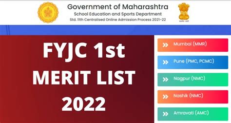 Fyjc First Merit List 2022 1st Cut Off Seat Allotment
