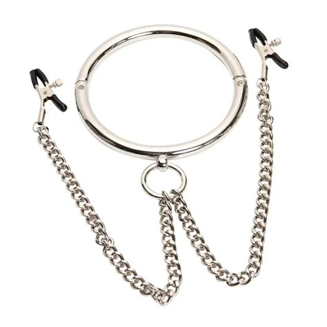 Buy Rabbitow Women Sm Neck Collar With Nipple Clamps Breast Clips Bondage