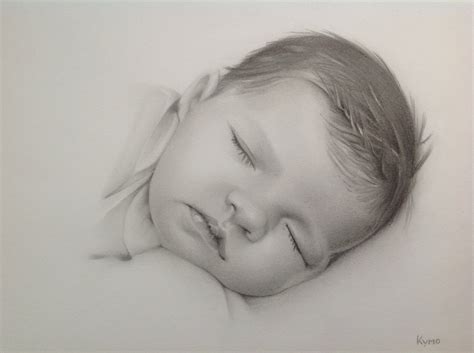 Baby Pencil Drawing Photo To Painting Custom Portrait Sketch Artist