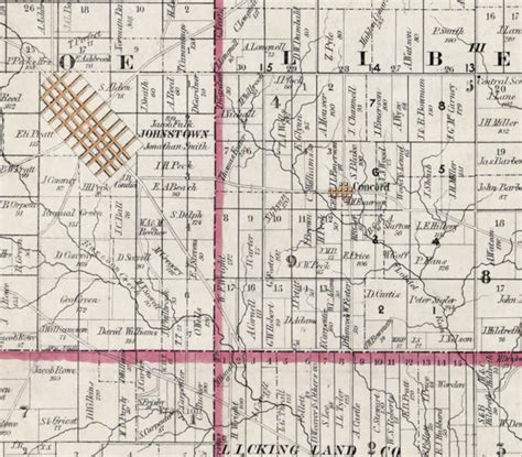 1854 Farm Line Map Of Licking County Ohio Newark Granville Etsy