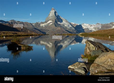 Matterhorn Mountain Reflected In A Lake Hi Res Stock Photography And