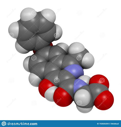 Roxadustat Drug Molecule 3d Rendering Atoms Are Represented As