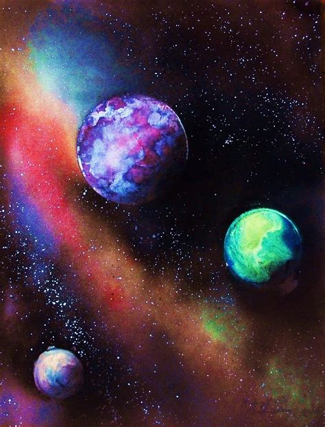 Spray Paint Artwork Space Art Planet Painting