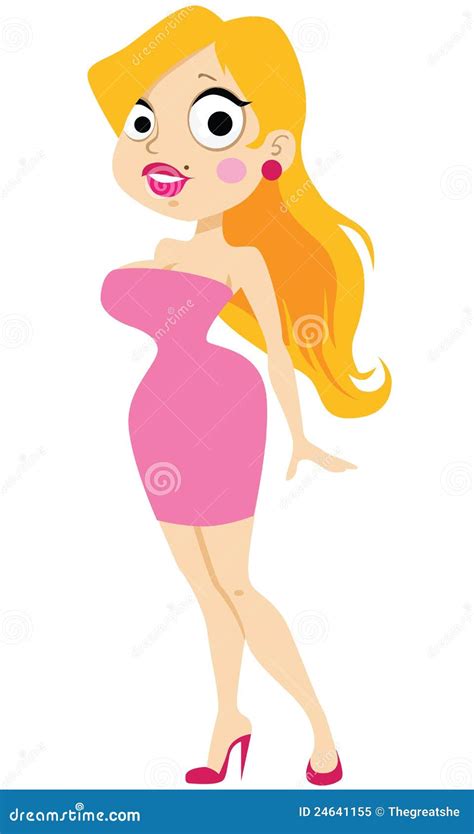 Cartoon Blond Beautiful Woman Princess Vector Illustration On White