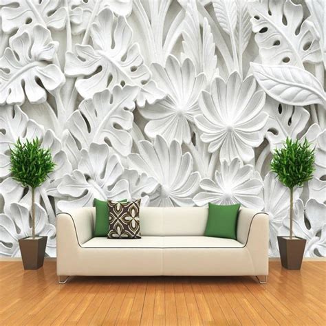 3d Embossed Leaf Abstract Art Textile Wallpapers My Aashis