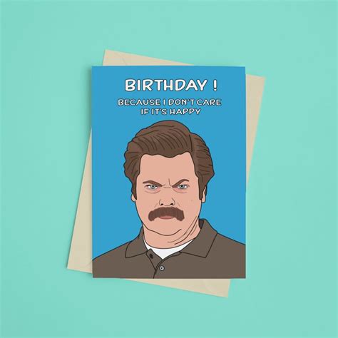 Ron Swanson Funny Birthday Card Parks And Recreation Card Etsy