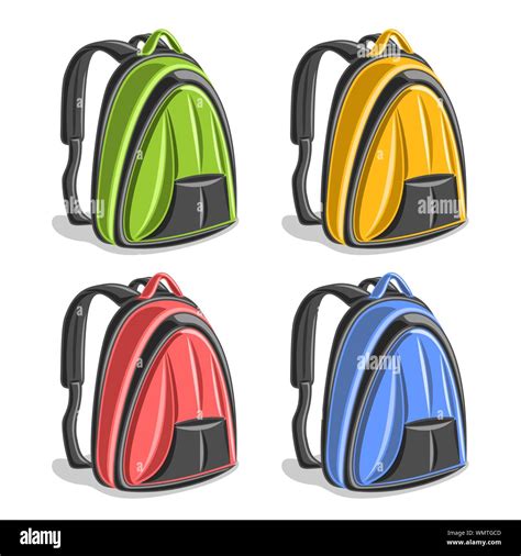 Vector Set Of Colorful Hiking Backpacks Isolated On White Stock Vector