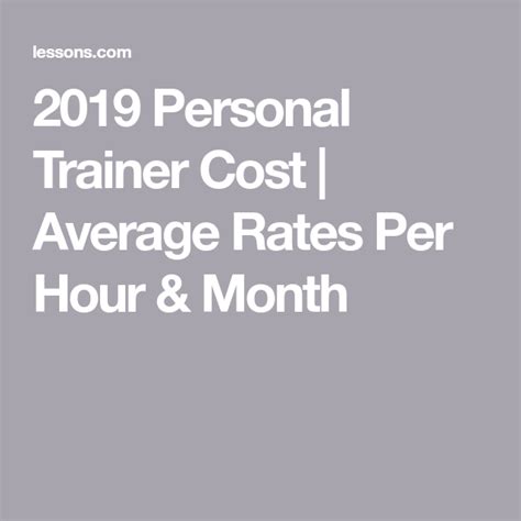 2019 Personal Trainer Cost Average Rates Per Hour And Month Personal