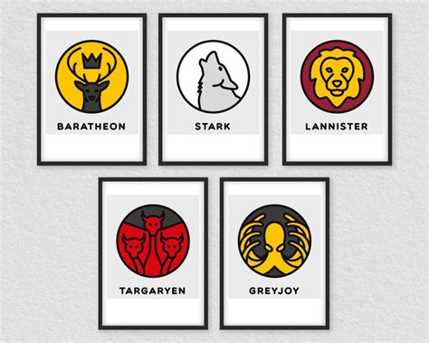 Game Of Thrones Houses Poster Game Of Thrones Print Houses Etsy
