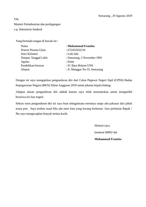 Contoh pengunduran diri dari puskesmas 10. Contoh Surat Resign Pns - Kumpulan Contoh Surat dan Soal ...