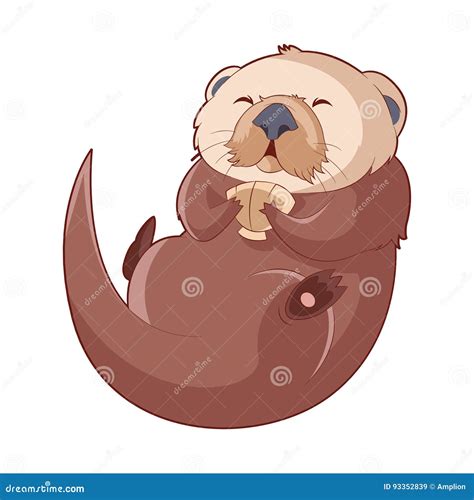 Cartoon Smiling Otter Stock Vector Illustration Of Background 93352839
