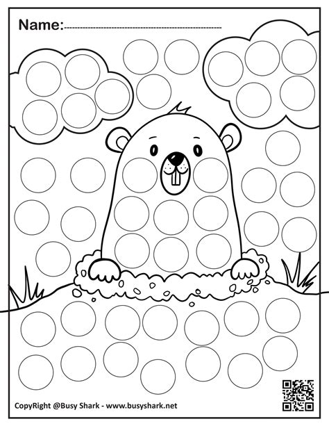 Groundhog Dot Markers Coloring Page Free Printable Busy Shark