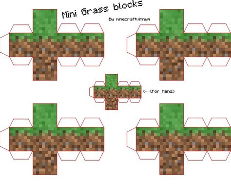 Papercraft Mini Grass Blocks Minecraft Crafts Paper Crafts