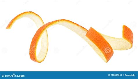 Orange Peel Isolated On White Background Spiral Orange Skin Orange