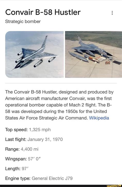Convair B 58 Hustler Strategic Bomber Le The Convair B 58 Hustler