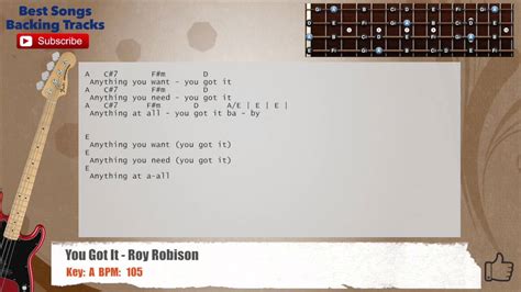 You Got It Roy Orbison Bass Backing Track With Chords And Lyrics Youtube