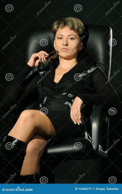 portrait of the business woman in a leather chair stock image image of armchair adults 12006271