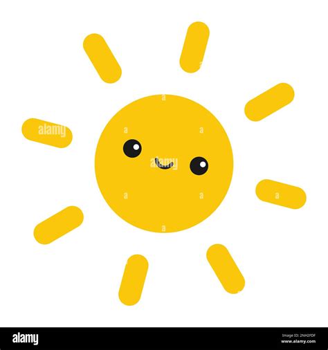 Lindo Sol Amarillo De Dibujos Animados Ilustración Vectorial Imagen