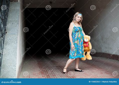 woman and teddy bear stock image image of female beautiful 15682263
