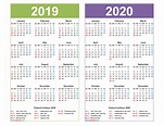 2019 calendar 2020 printable free