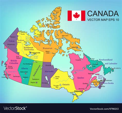 Canada Map With Provinces All Territories Are Vector Image