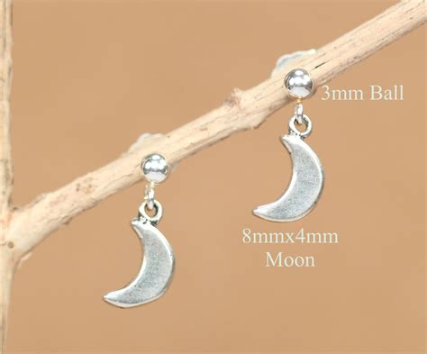 Silver Moon Earrings Tiny Moon Earrings Celestial Earrings Waning