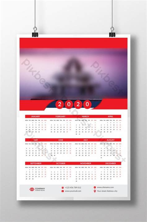 2020 Wall Calendar Design One Page Ai Free Download Pikbest