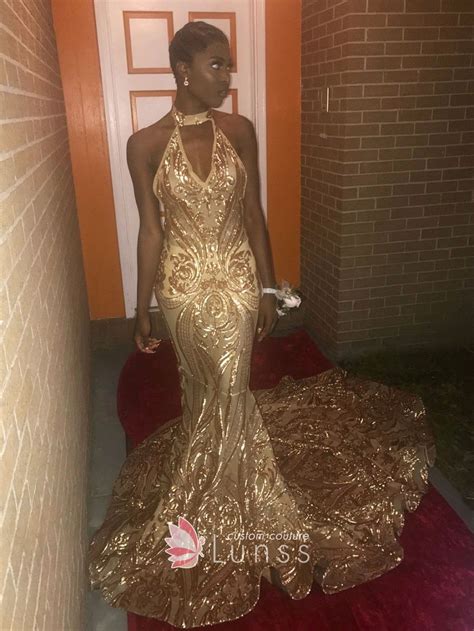 Fajarv Prom Dresses Black Girls Gold