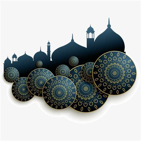 Exquisite Islamic Architecture Abstract Vector Illustration Deep Blue