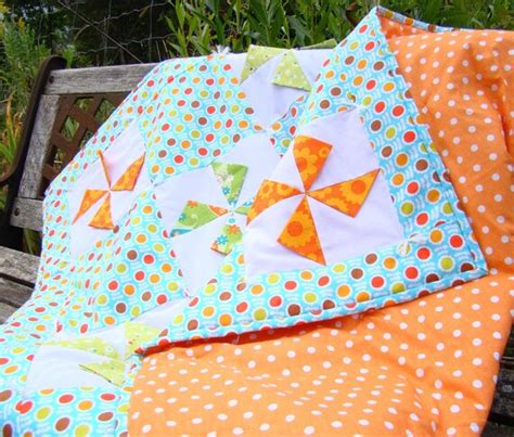 Bright Colourful 3d Pinwheel Baby Quilt By Daedalianquiltdesign