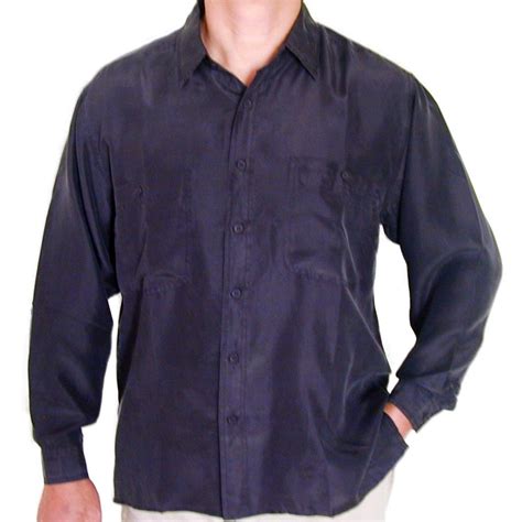 Mens Long Sleeve 100 Silk Shirt Black Sml Surprisesilk