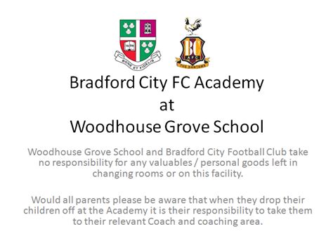 Bradford City Academy Dislaimer Bradford City Afc