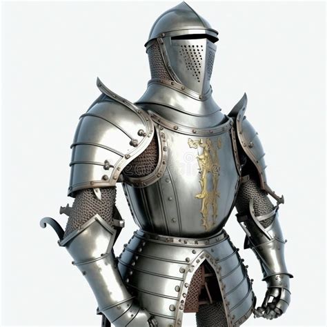Ancient Metal Armor Of A Medieval Knight Warrior Isolated On White