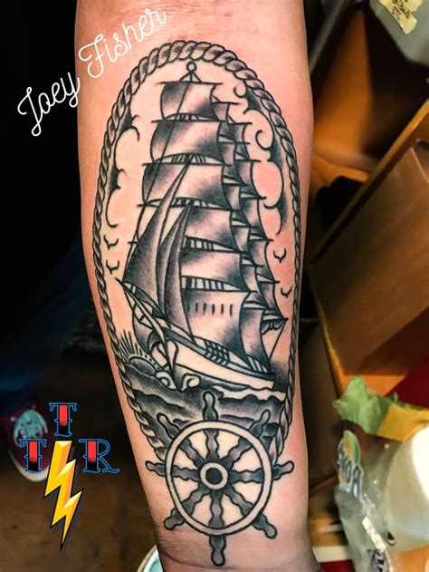 Traditional Ship Tattoo By Joey Fisher At The Tattoo Room 805 520 0111