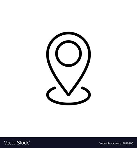 Line Pin Point Location Icon On White Background Vector Image