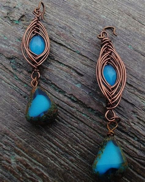 Herringbone Wire Wrapped Earrings By Bluelicorice On Etsy
