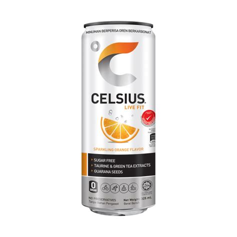 Celsius Sparkling Orange Zero Sugar Carbonated 325ml X 24 Cans Sutl