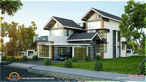 Contemporary Sloping Roof Home Kerala Design House Plans 166953