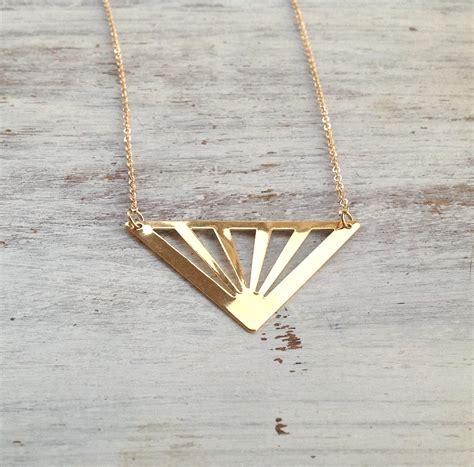 Gold Necklace Geometric Necklace Triangle Necklace Statement Necklace Geometric Gold Necklace